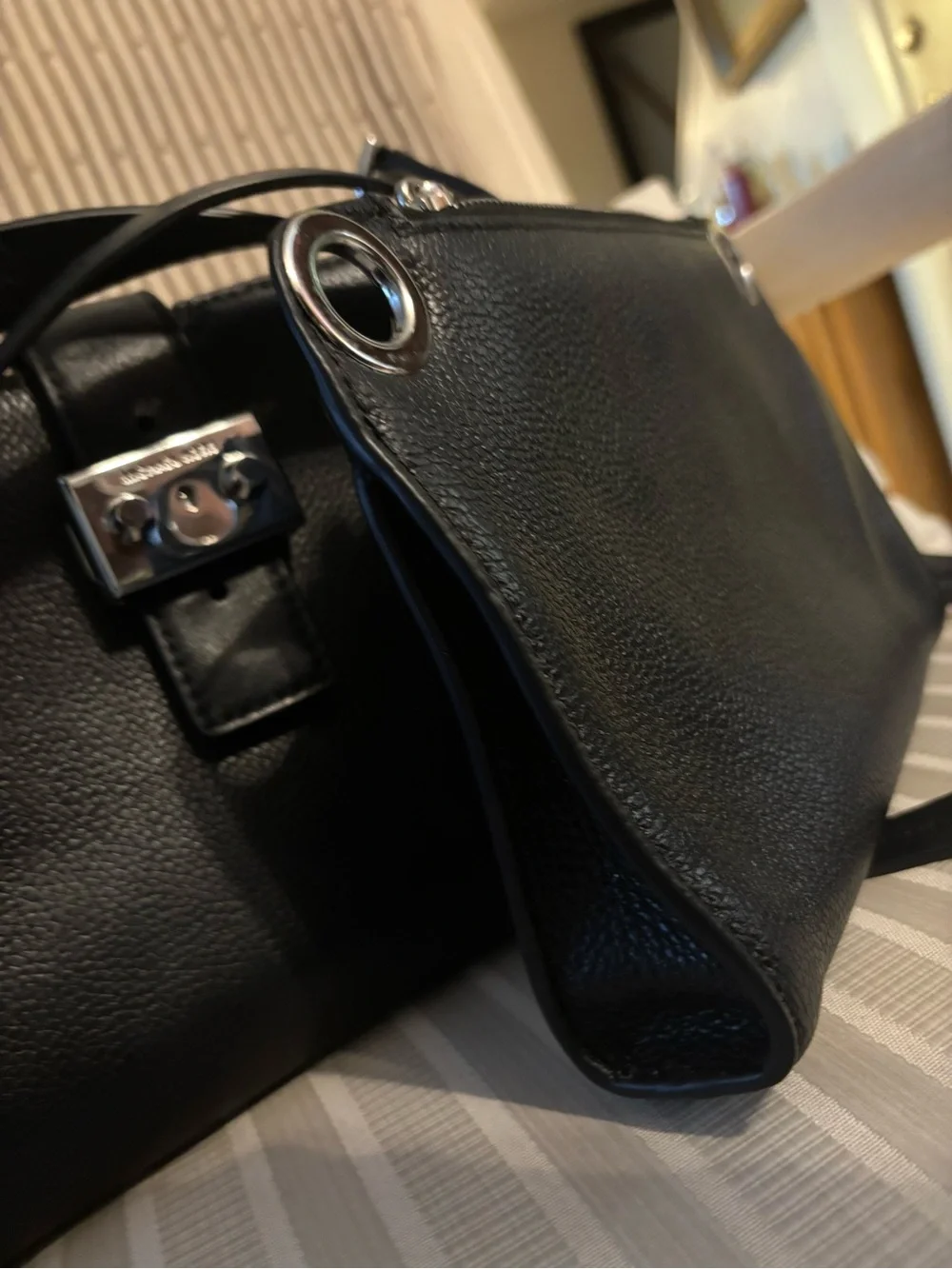 2 in 1 Michael Kors Black Leather Double-Pouch Crossbody Bag